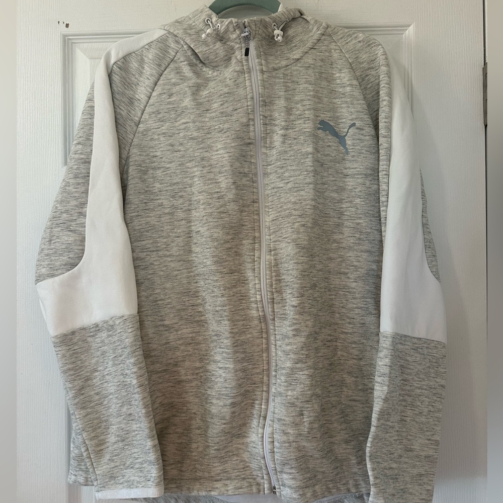 Puma White Athletic Zip Up Hoodie